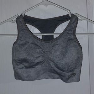 Gray athletic sports bra